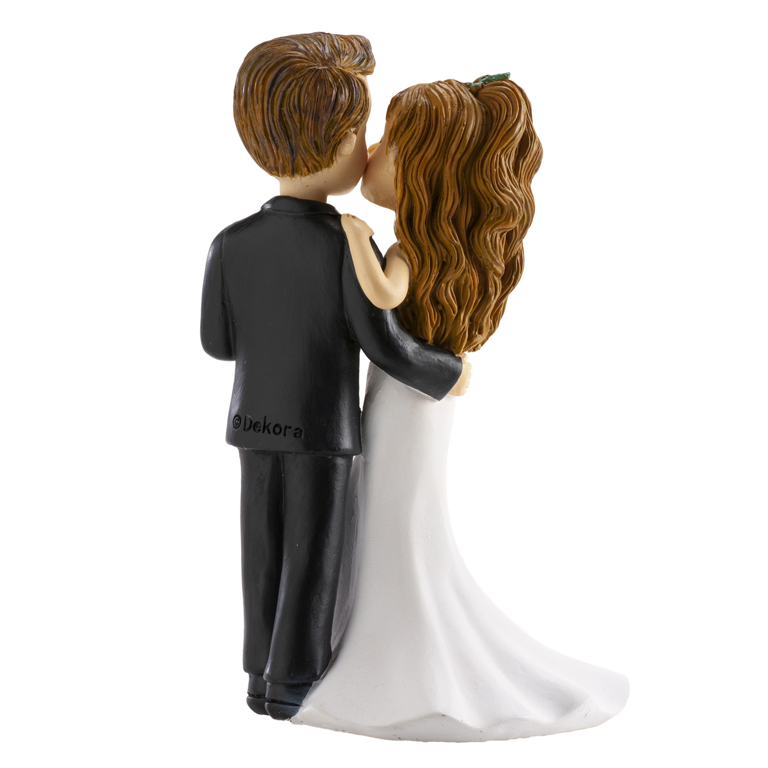 Hochzeitsfigur Brautpaar mit Sektgläsern & Kuss – 16 cm – Tortenfigur