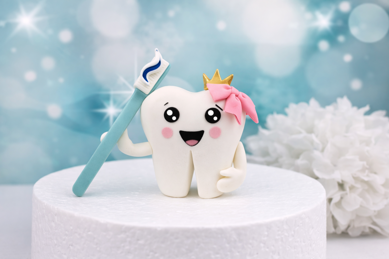 Tortenfigur Zahn mit Zahnbürste | Zahnarzt Kuchenfigur | Zahn Dekoration Geburtstag & Zahnfeier