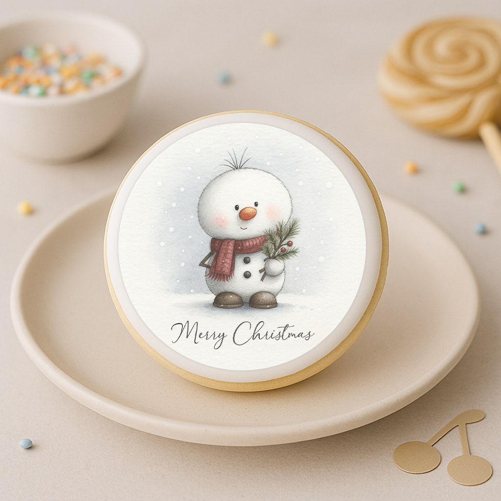 Keksaufleger Schneemann Merry Christmas