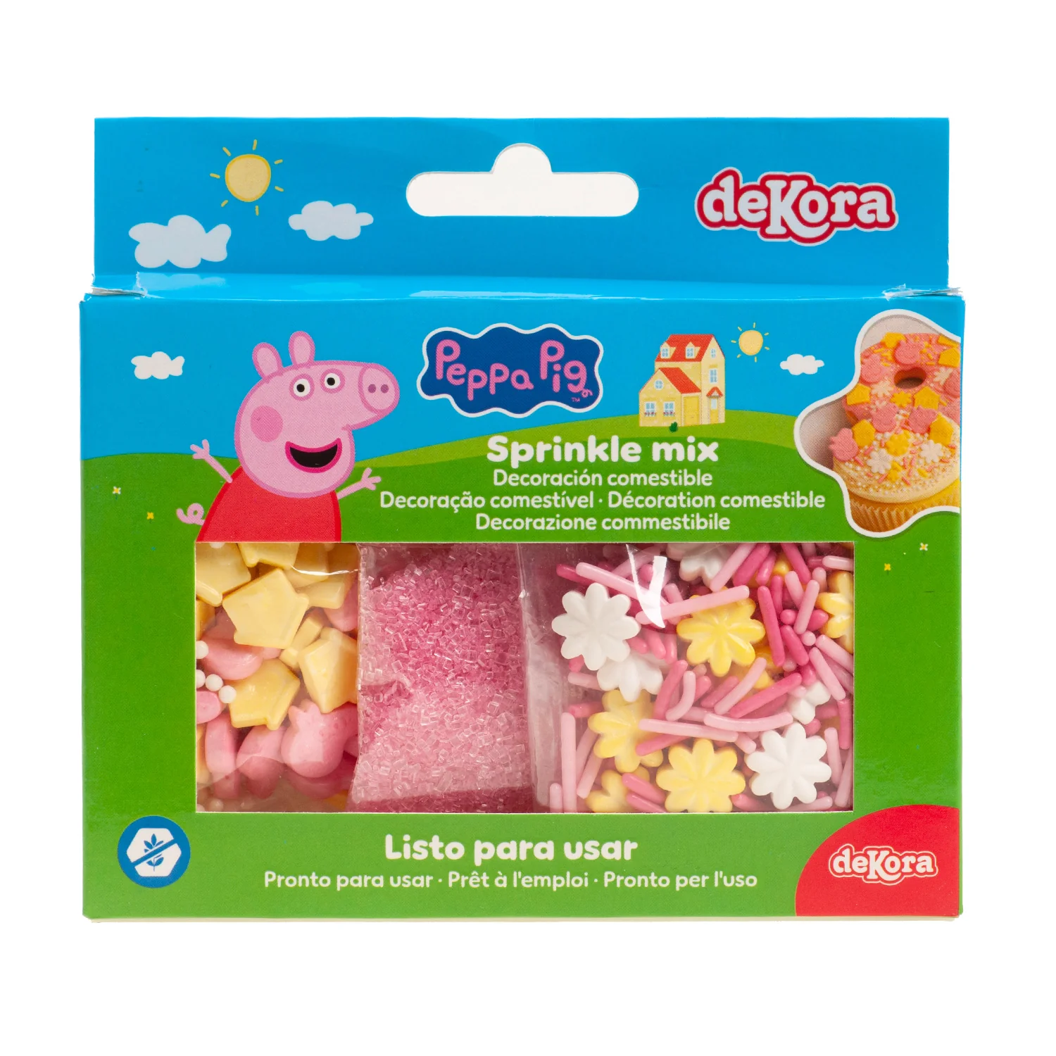 Peppa Pig Streusel Mix 70 g – 3-fach Zuckerdekor für Torten & Cupcakes