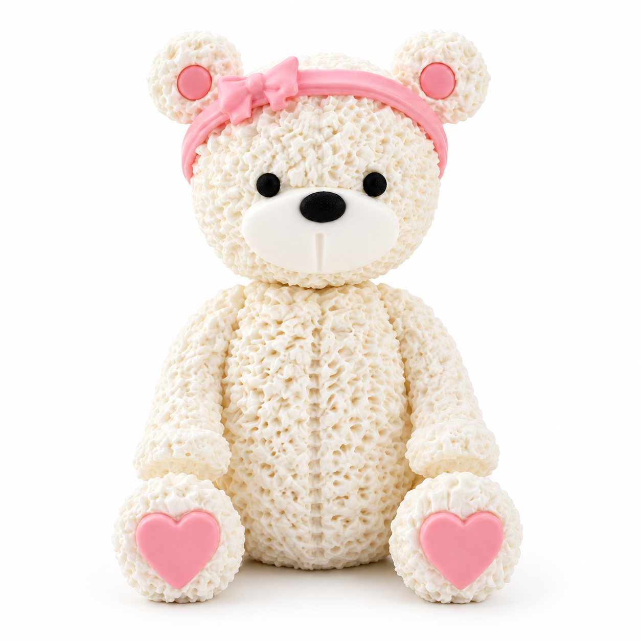 Teddy-Bär weiß mit rosa Schleife und Herzen