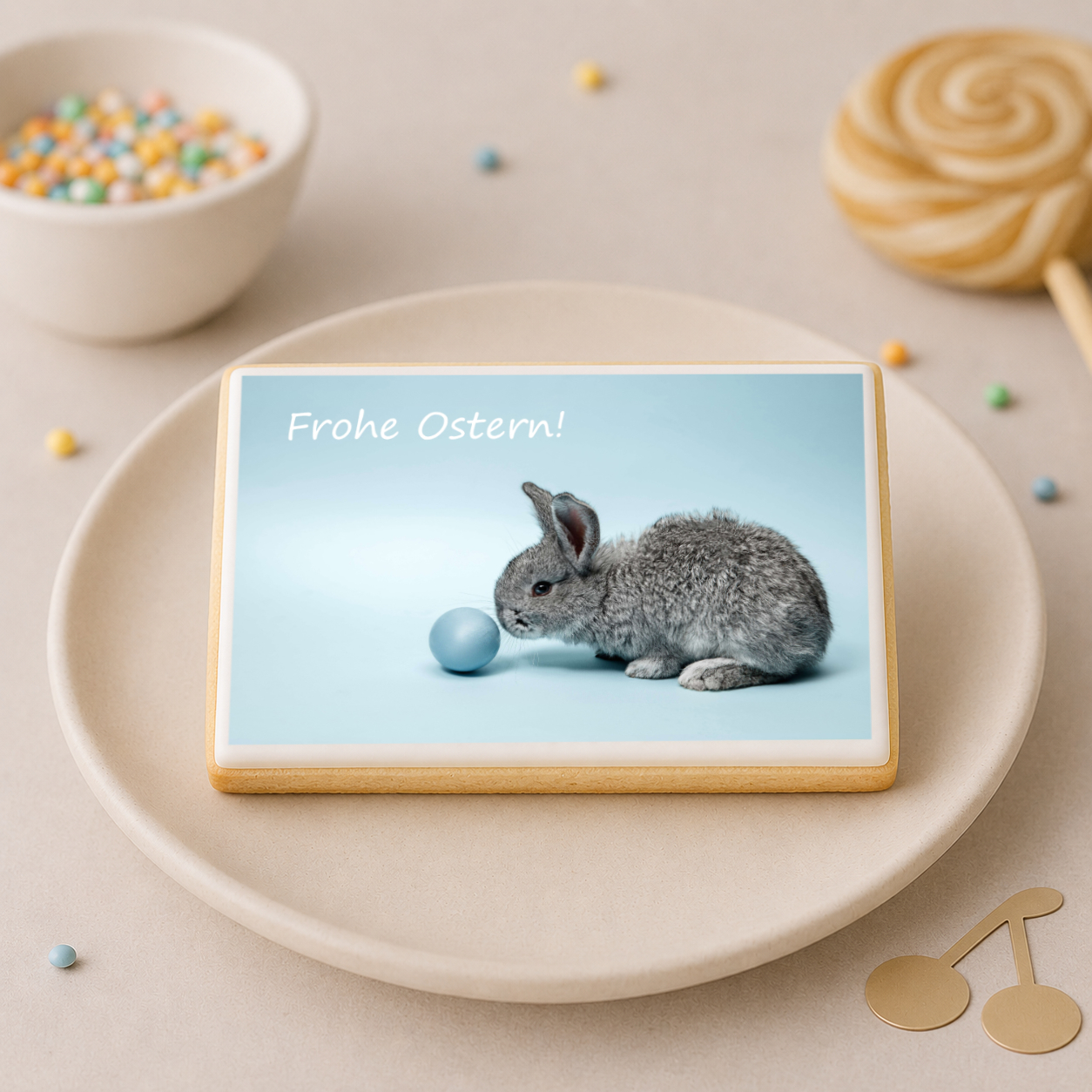 Fondant-Kärtchen „Frohe Ostern“ – 8 essbare Osteraufleger
