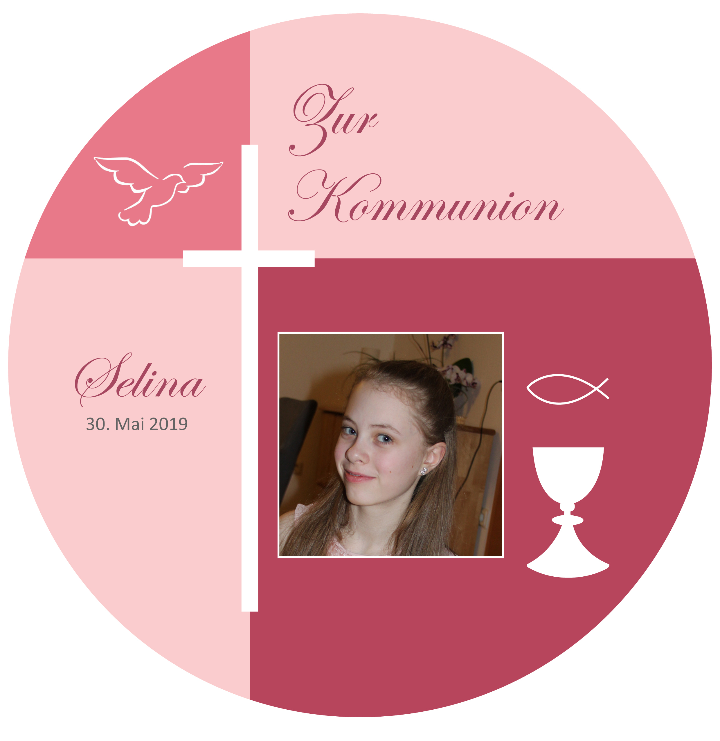 Tortenaufleger „Zur Kommunion“ mit persönlichem Foto