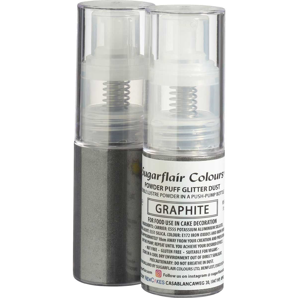 Essbarer Glimmer Staub | Pumpspray Dunkles Silber Graphite