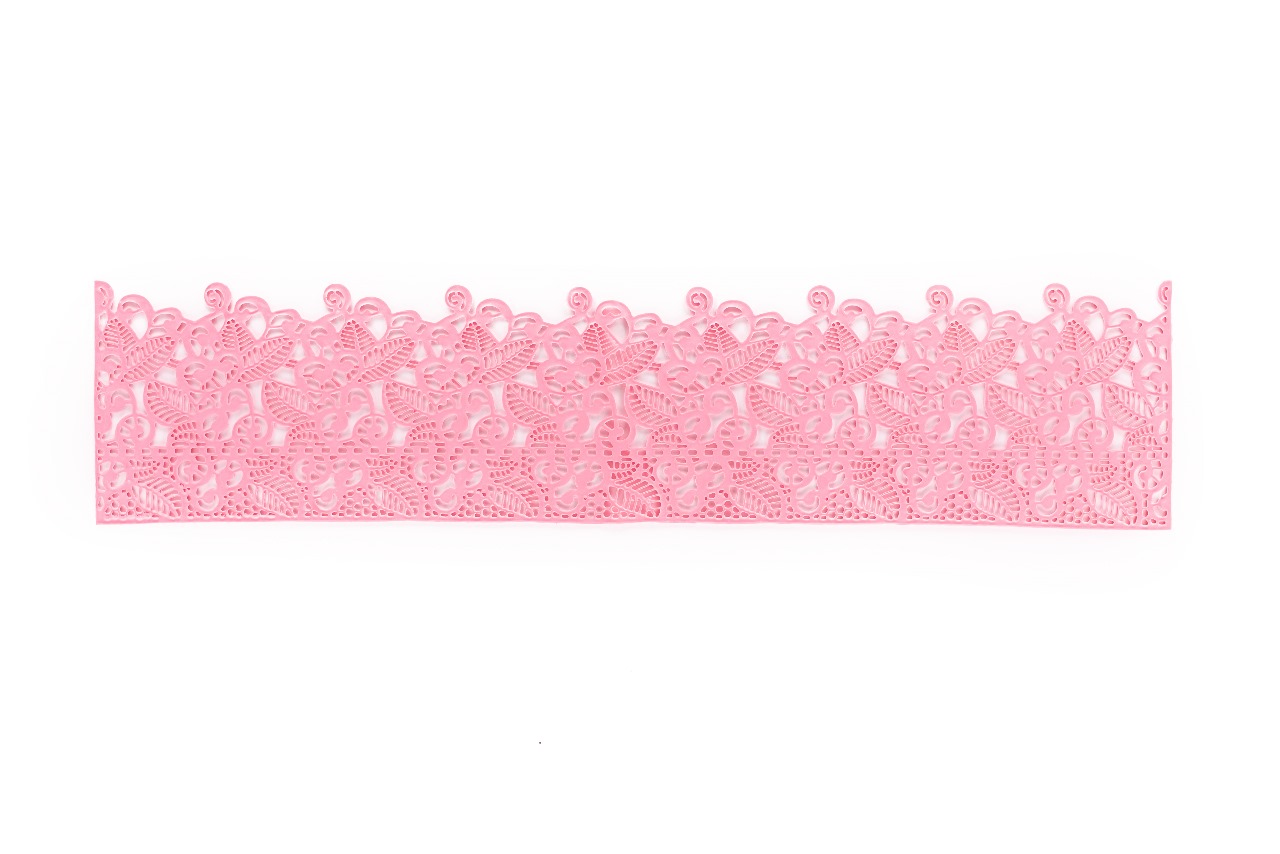 Essbare Spitze Baroc rosa 3 Bahnen