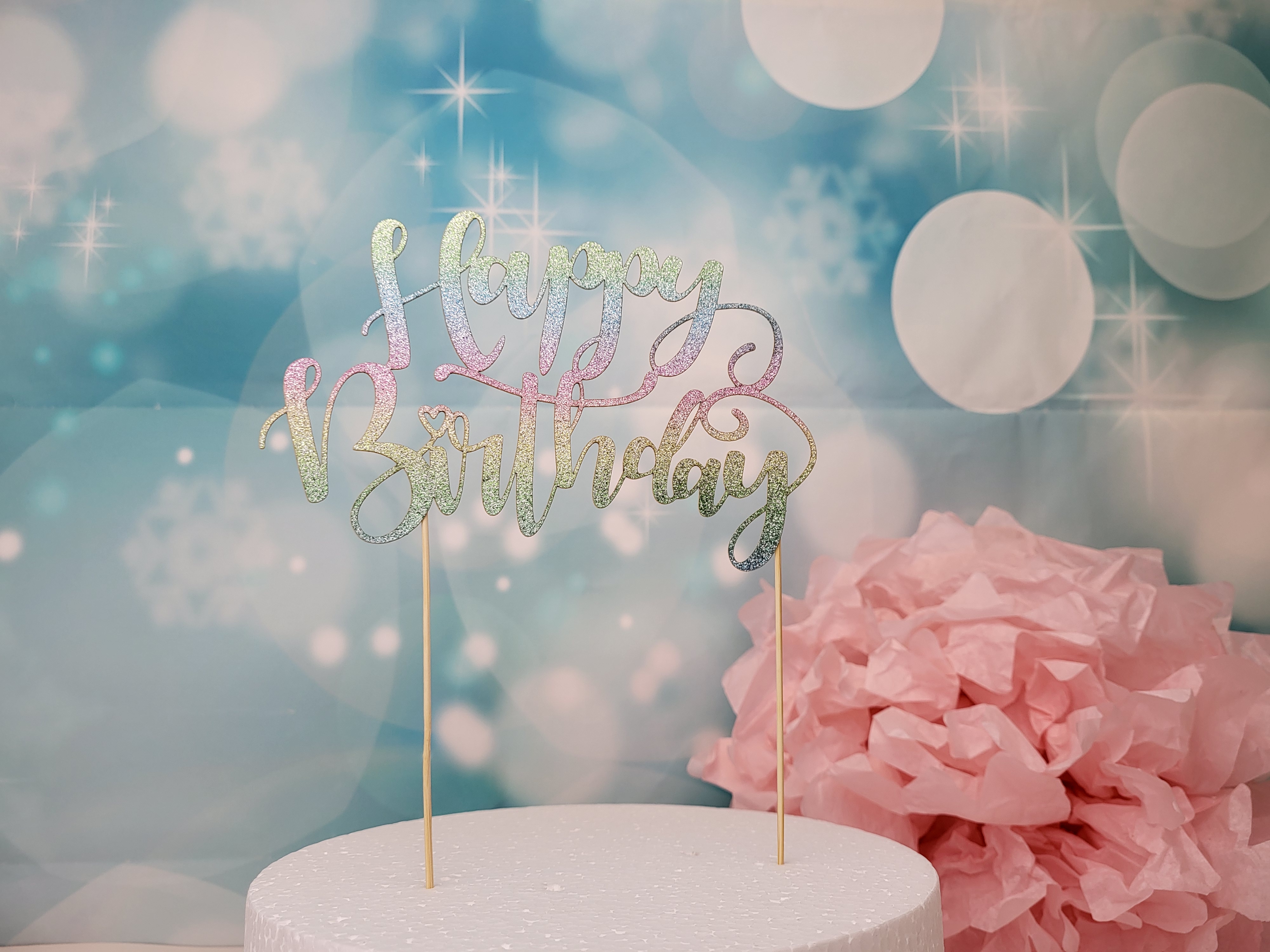 Cake Topper Happy Birtdhay  Glitzer