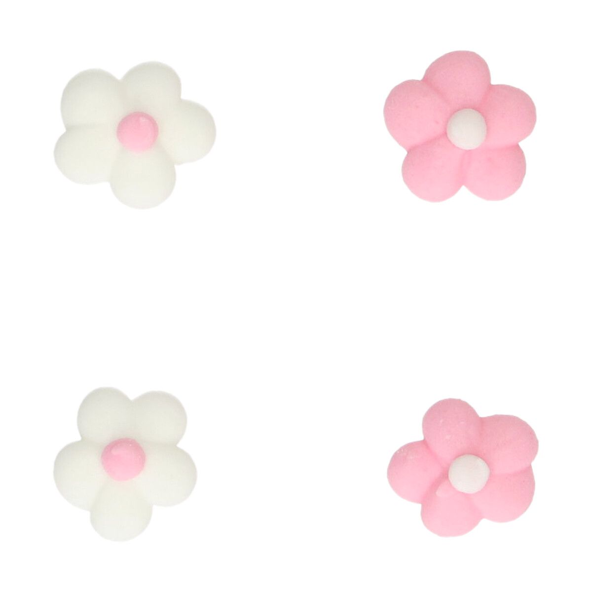 Zuckerdekoration Mini Blumen weiss/rosa