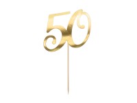 Cake Topper Zahl 50 Gold für Geburtstagstorte und Jubiläum
