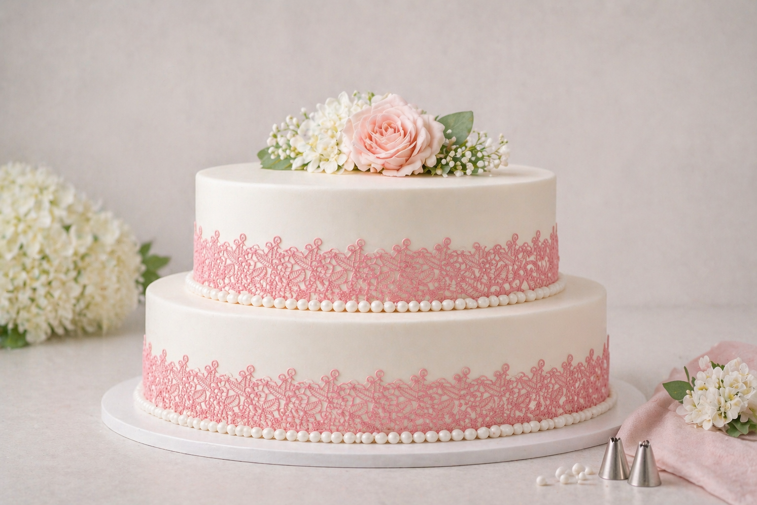 Essbare Spitze rosa / 3 Bahnen