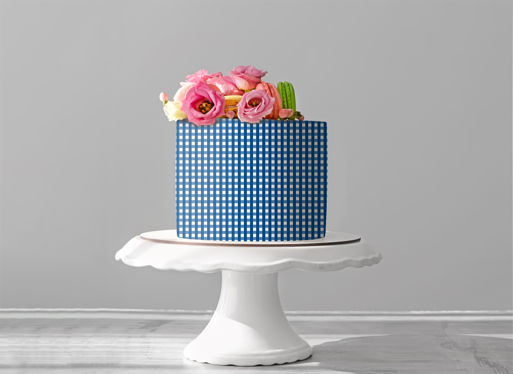 Deko Fondant Karomuster blau