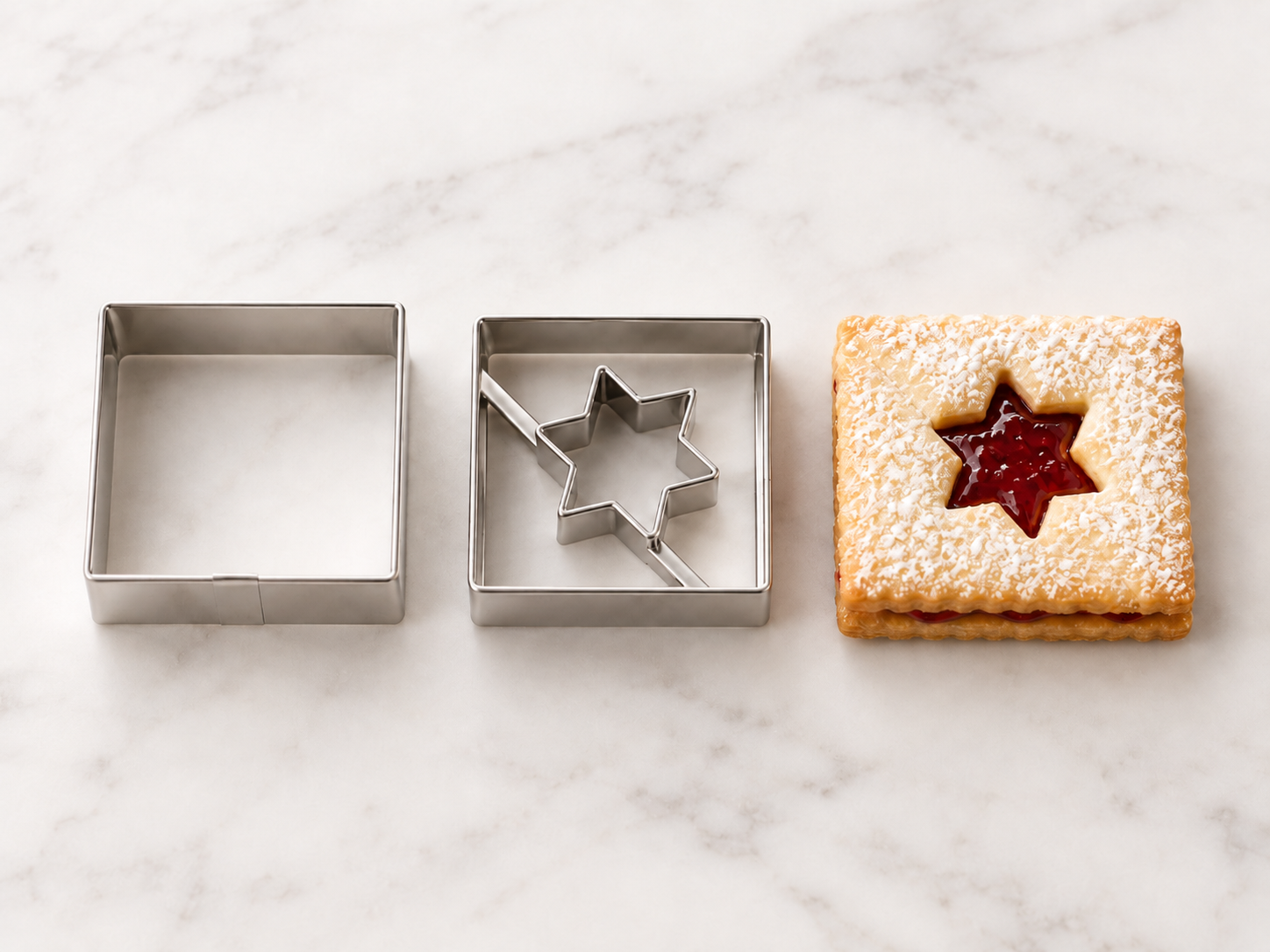 Linzer Ausstecher Quadrat mit Stern – 2-teilig A76