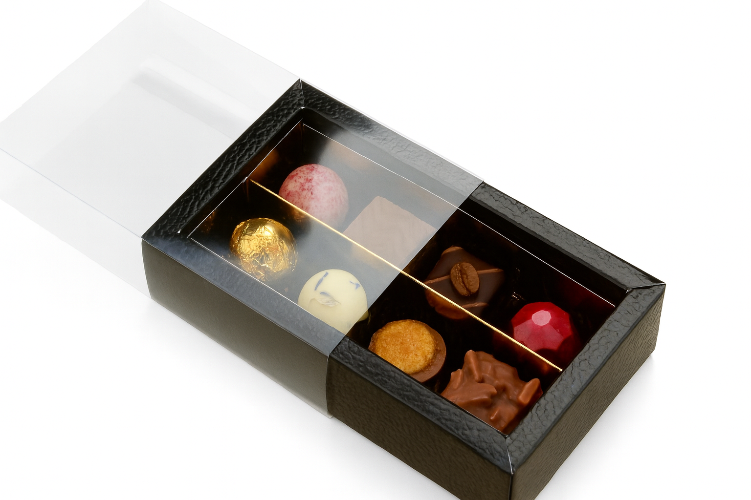 Pralinen Schachtel  Trüffelverpackung für 8 Trüffel, nero