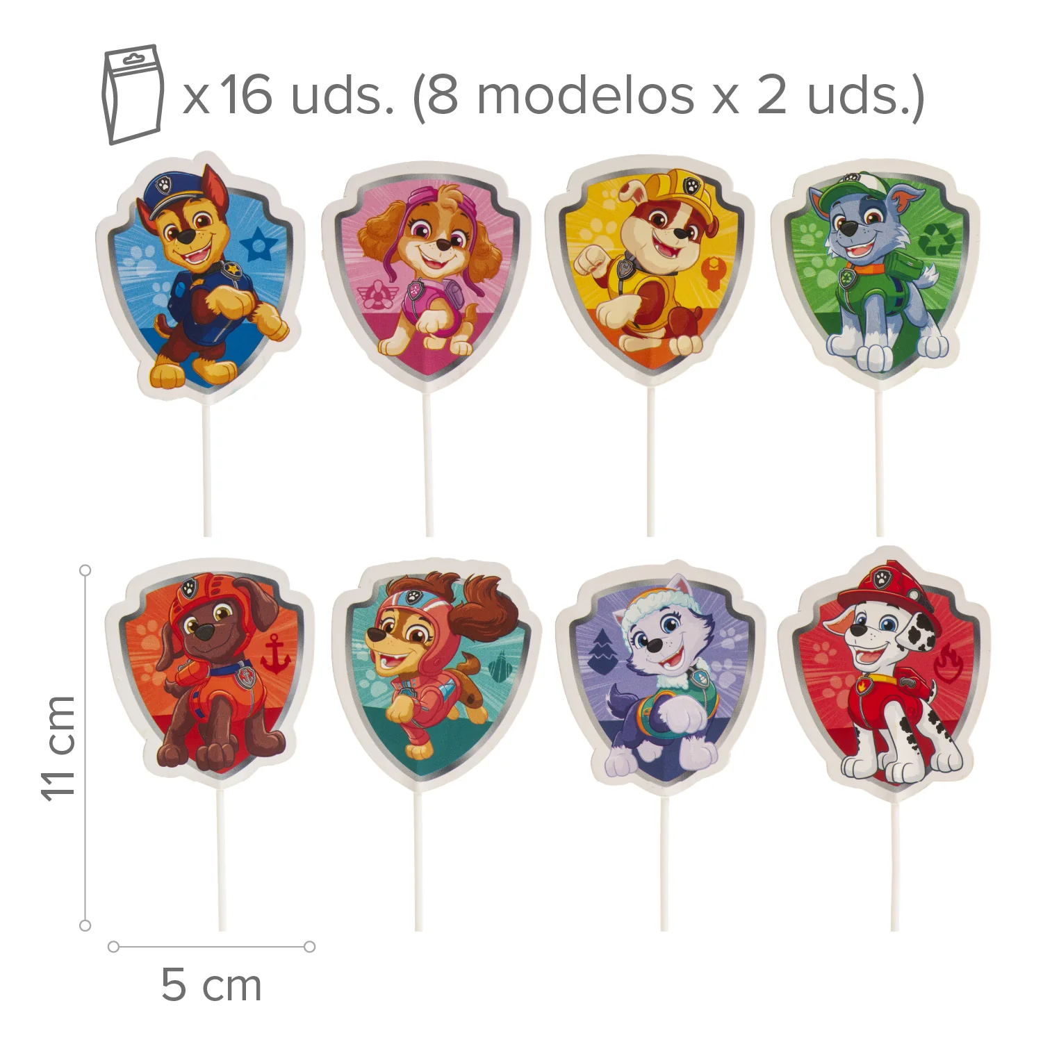 Paw Patrol Cake Topper aus Papier – 16 Stück, 8 Motive