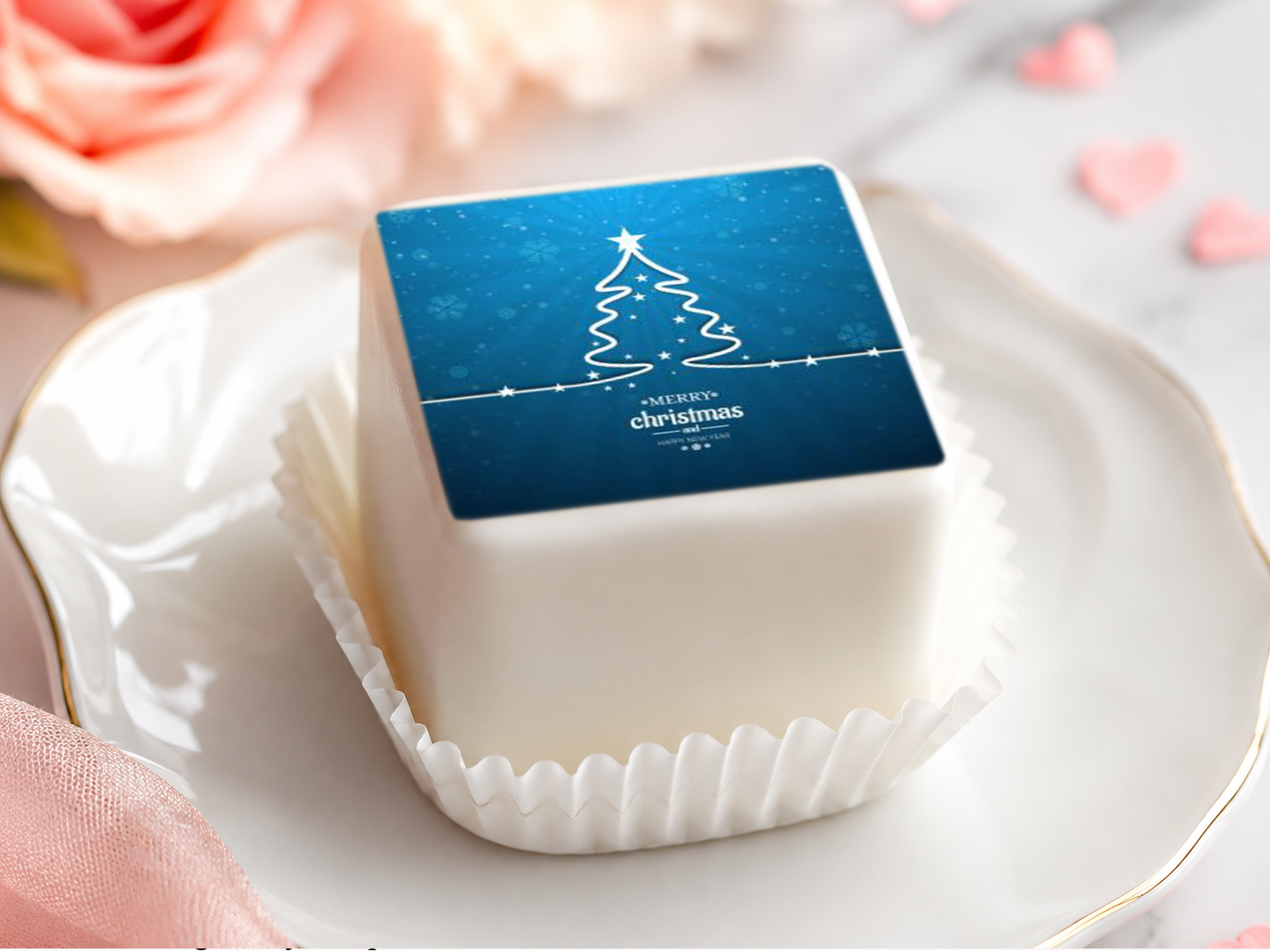 Petit Four & Punschkrapfen Aufleger Weihnachten – 30 Stück ca. 3,5 cm