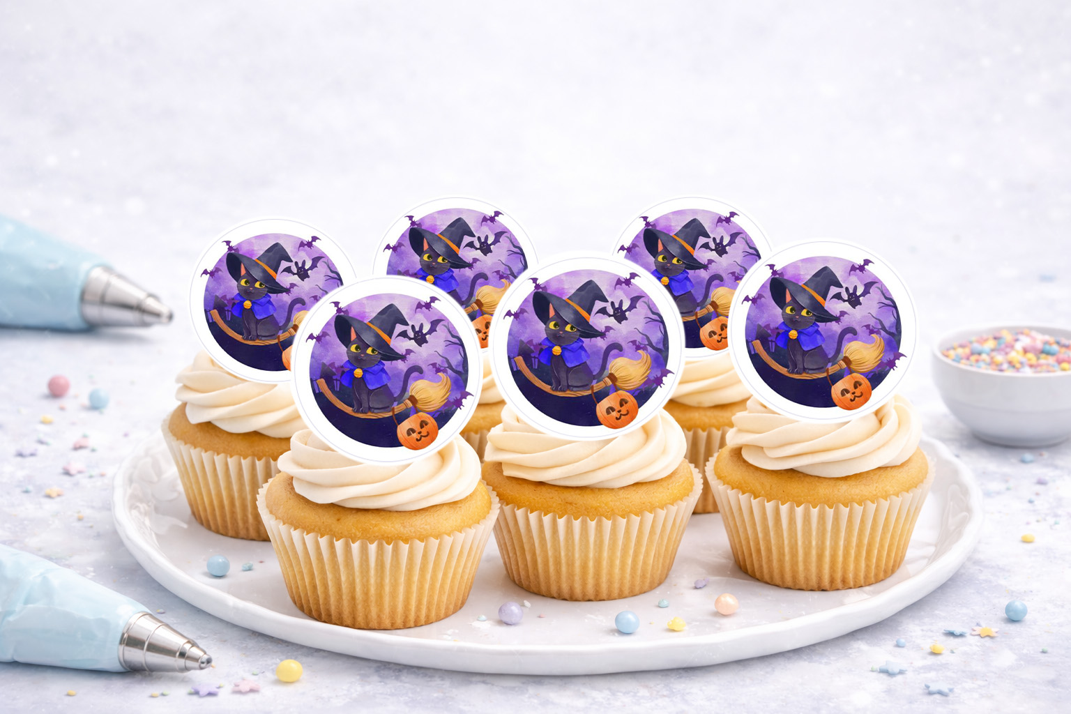 Essbare Muffinaufleger mit Halloween-Motiven für Cupcakes und Muffins