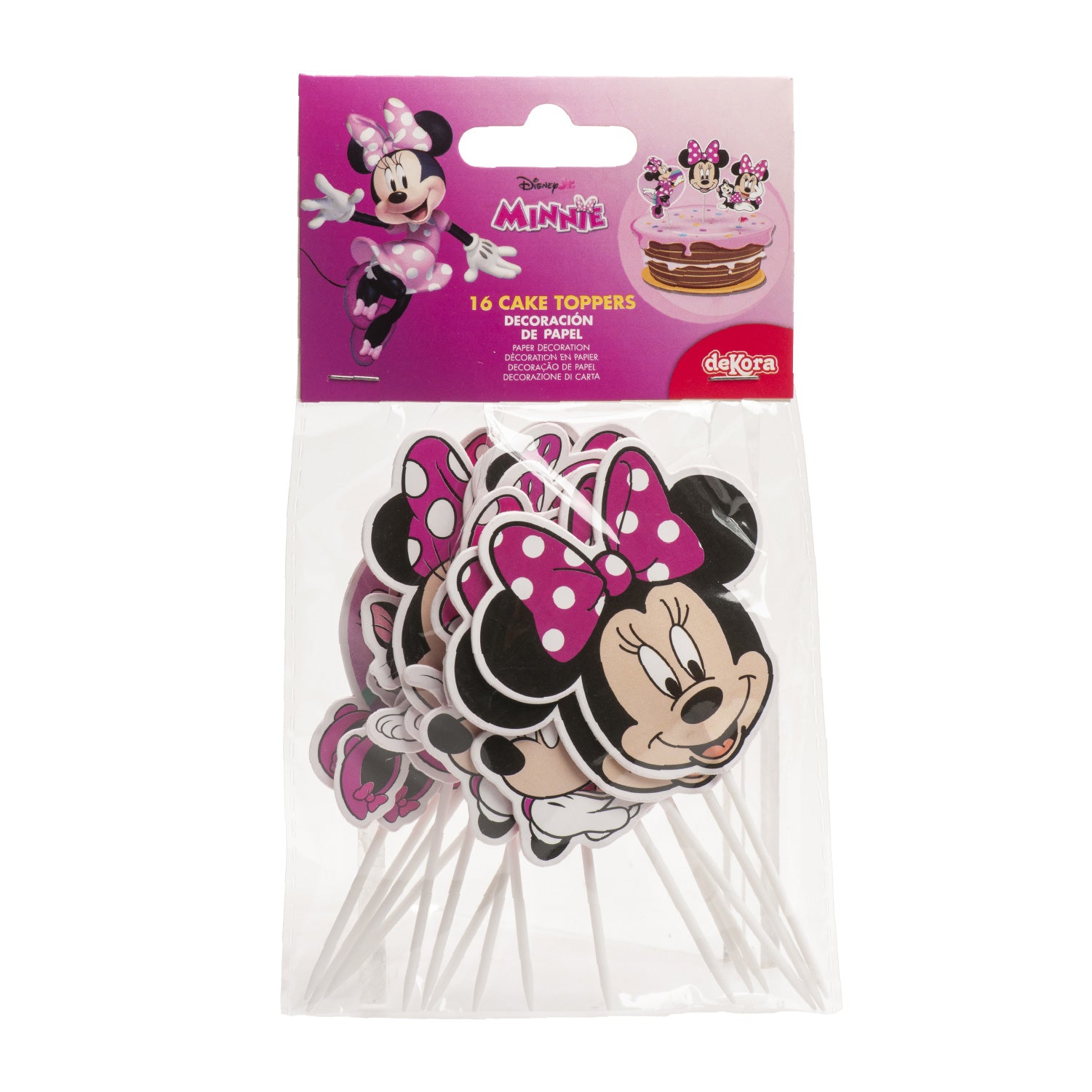 Minnie Mouse Cake Topper aus Papier – 16 Stück, 8 Motive