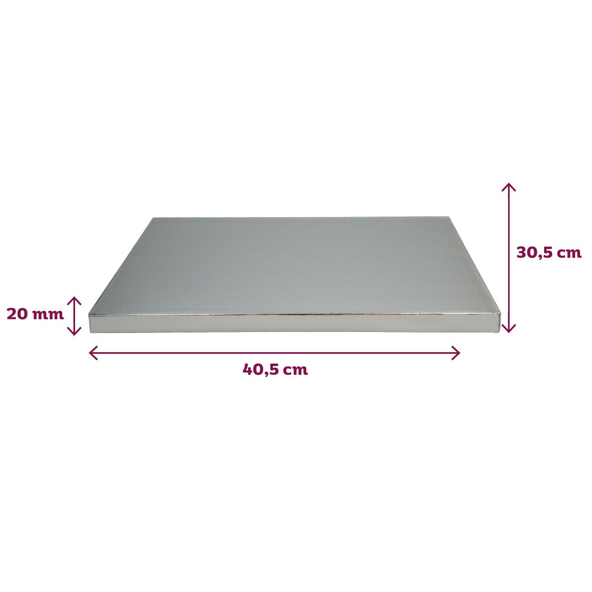 Tortenplatte 40 x 30 cm Silber – 20 mm starkes Cake Board für schwere & mehrstöckige Torten