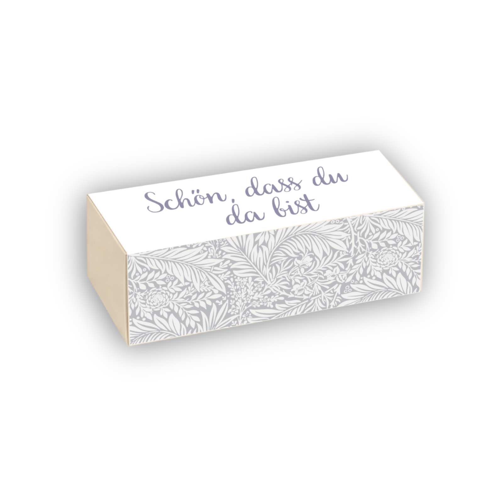 Pralinenverpackung „Schön, dass du da bist“ – elegante Schiebeverpackung für 3 Pralinen - 3er Set