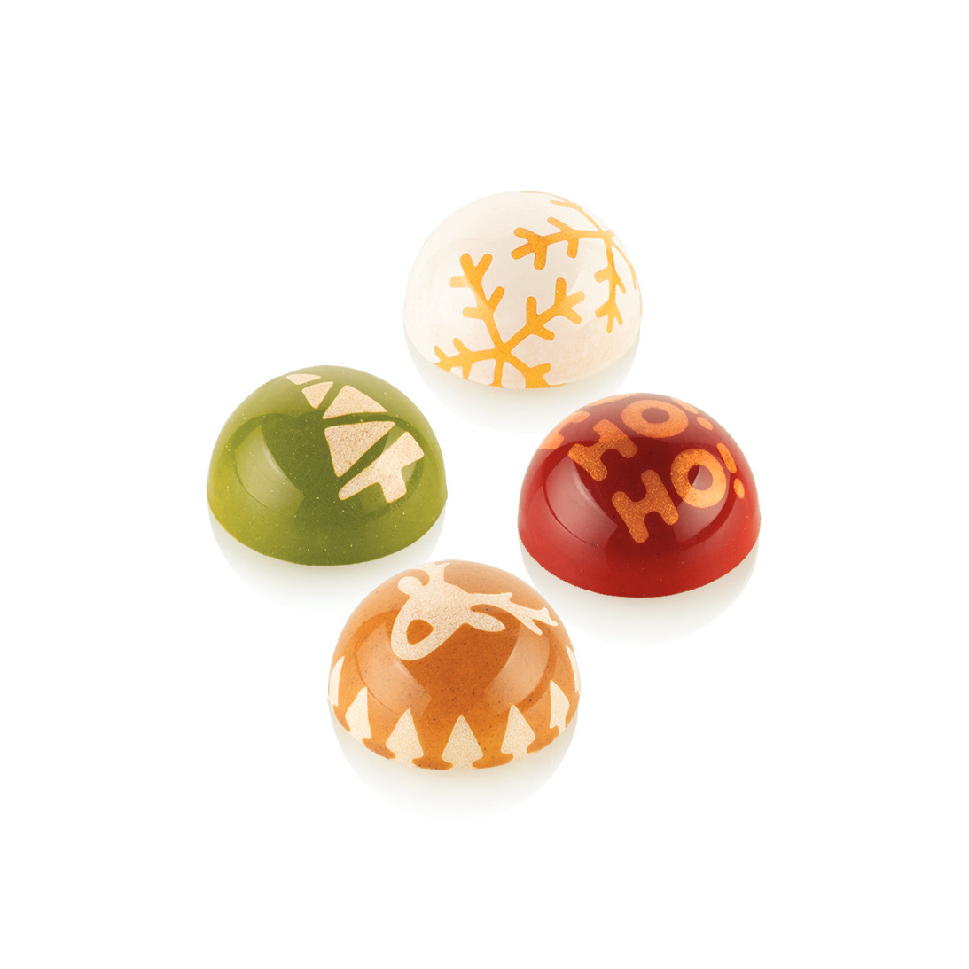 Silikomart Semisfera 01 & Choco Stamp B – Pralinenform mit Dekor-Stempelsystem 