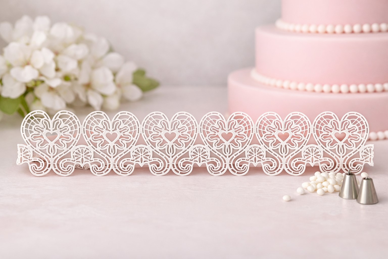 Essbare Spitze weiß 3 Bahnen