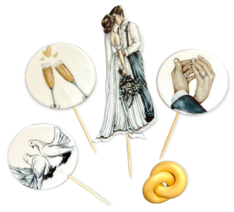 Caketopper Set „Wedding“ – essbar aus Zuckermasse 