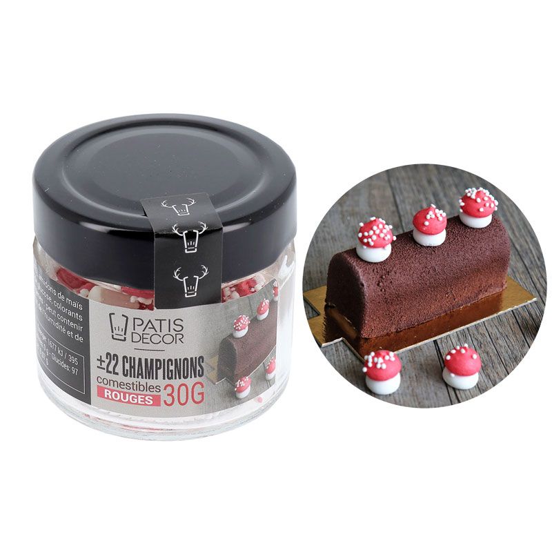 Essbare rote Pilze – 30 g | Zuckerdekoration für Torten, Cupcakes & Bûches