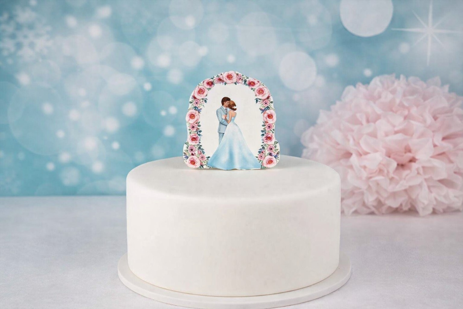 Cake Topper Brautpaar unter Rosenbogen