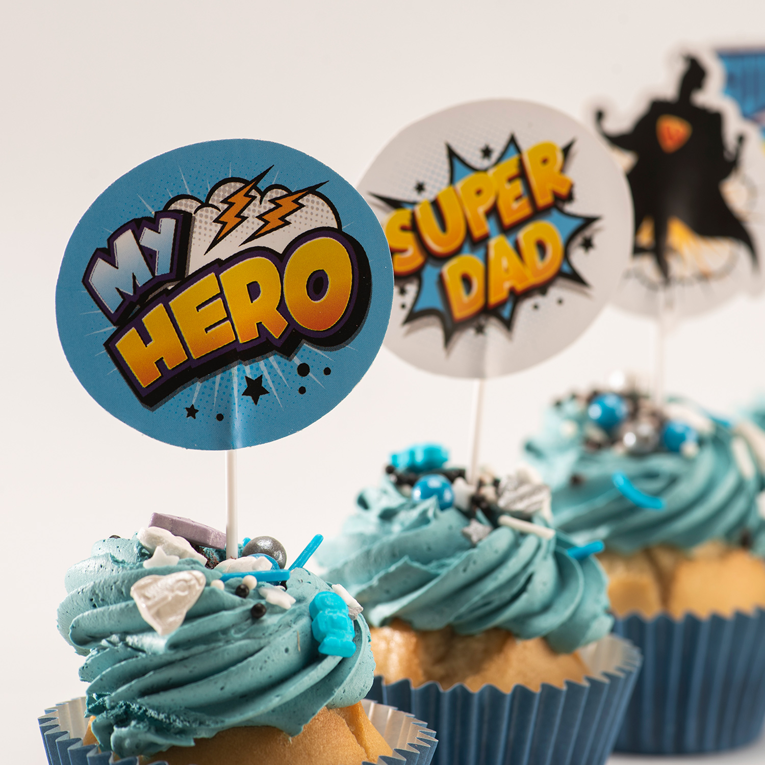 Super Dad Caketopper 8 Stück – Papier Tortenstecker mit 4 Motiven für Vatertag, Geburtstag & Papa-Torte
