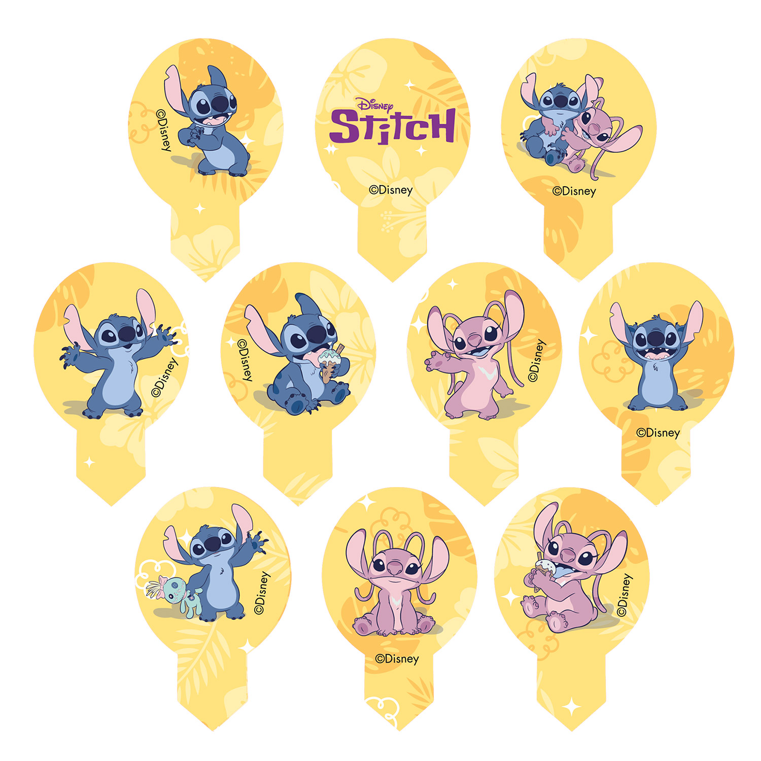 20 essbare Muffinaufleger Lilo & Stitch & Angel – 6,5 × 4 cm
