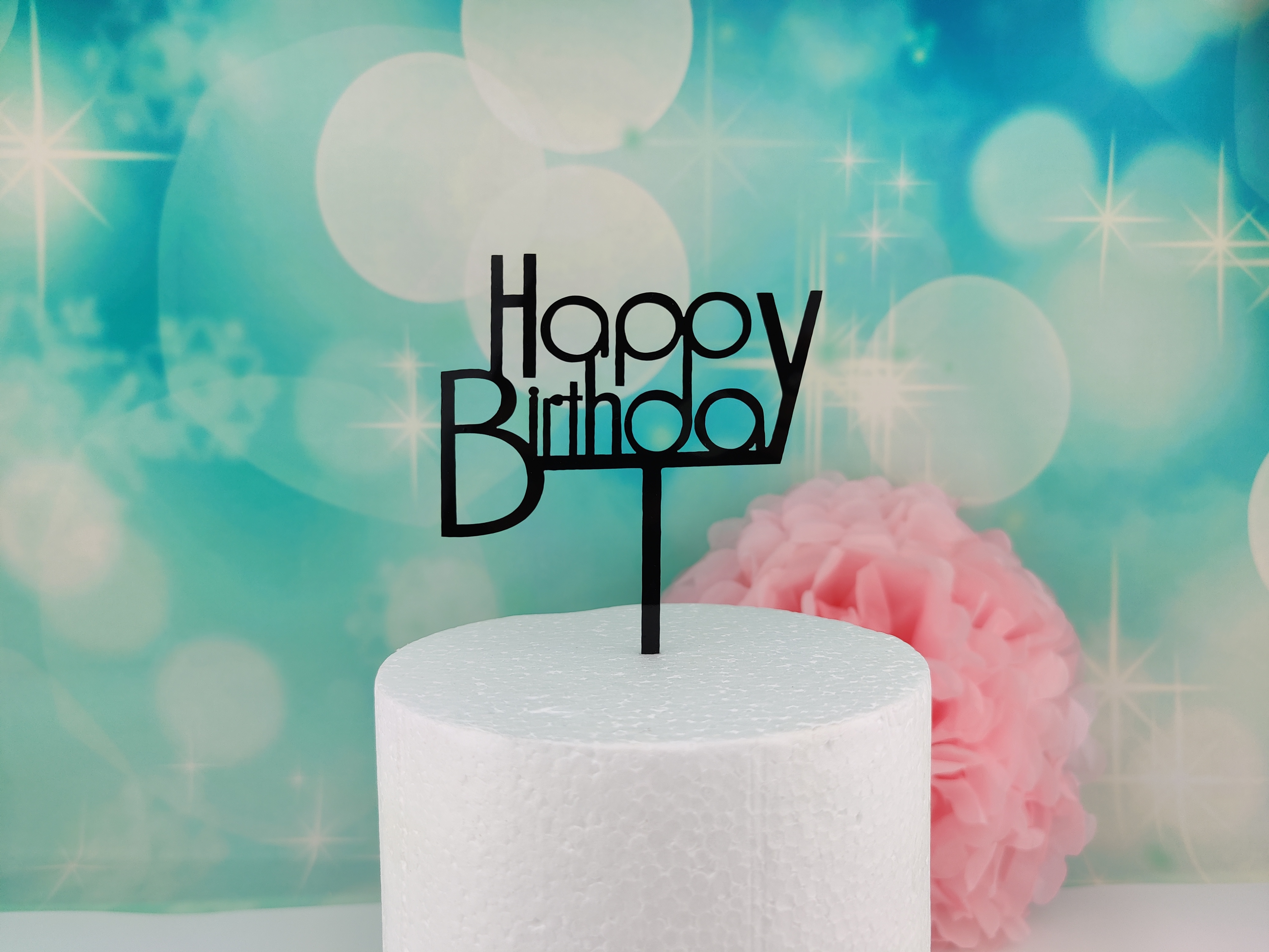 Happy Birthday Cake Topper Schwarz