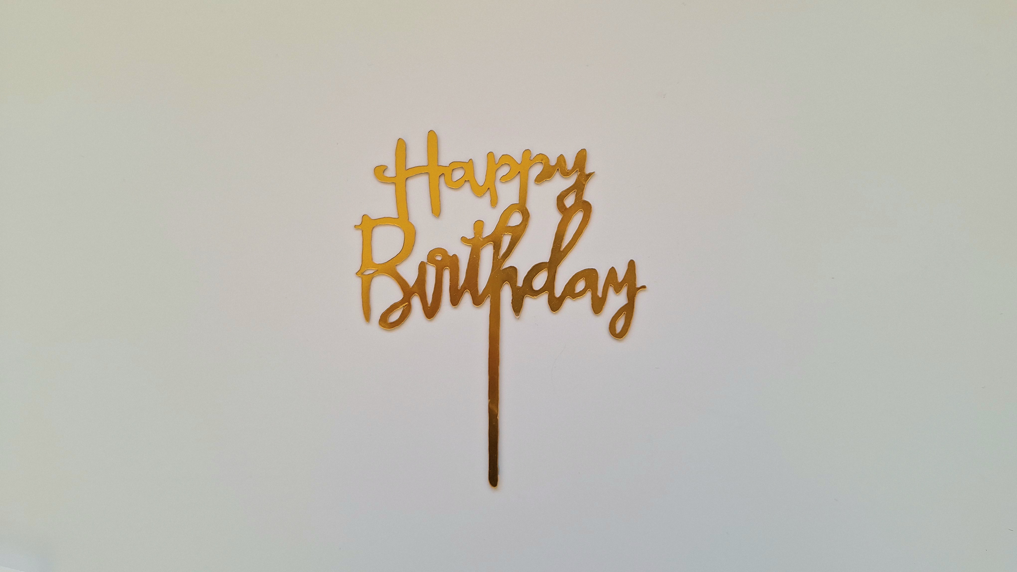 Cake Topper Happy Birthday  gold T2