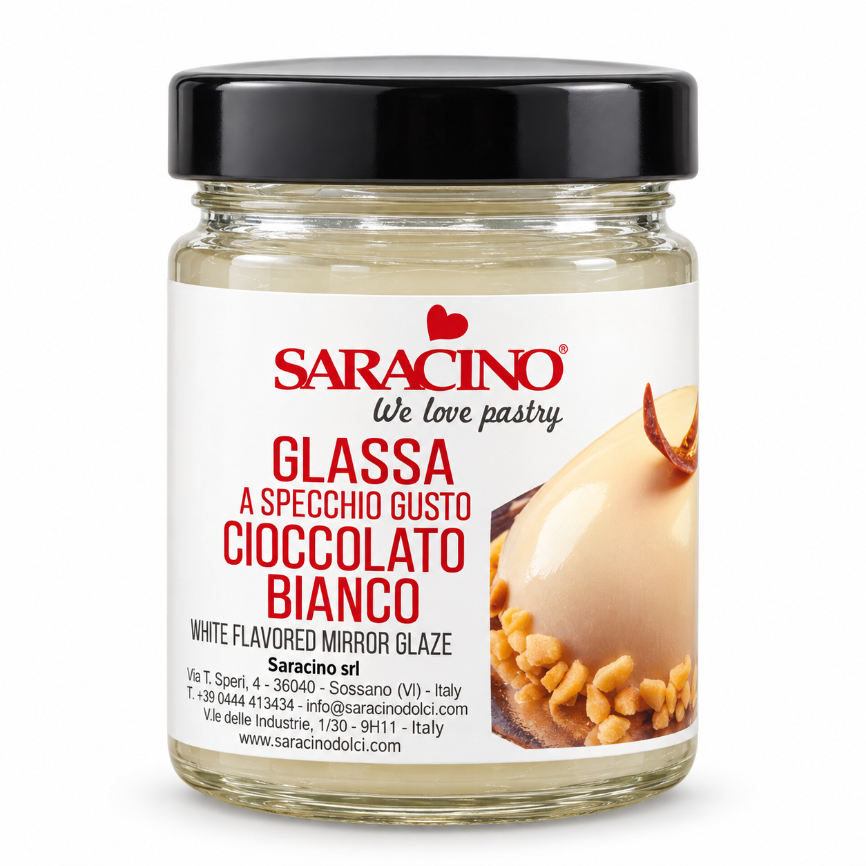 Saracino Mirror Glaze Weiße Schokolade 350 g – Spiegelglasur Cioccolato Bianco