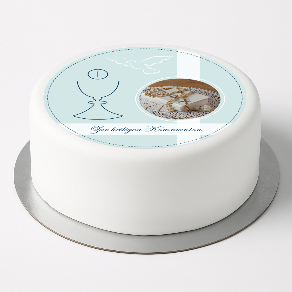 Tortenaufleger "zur heiligen  Kommunion" blau
