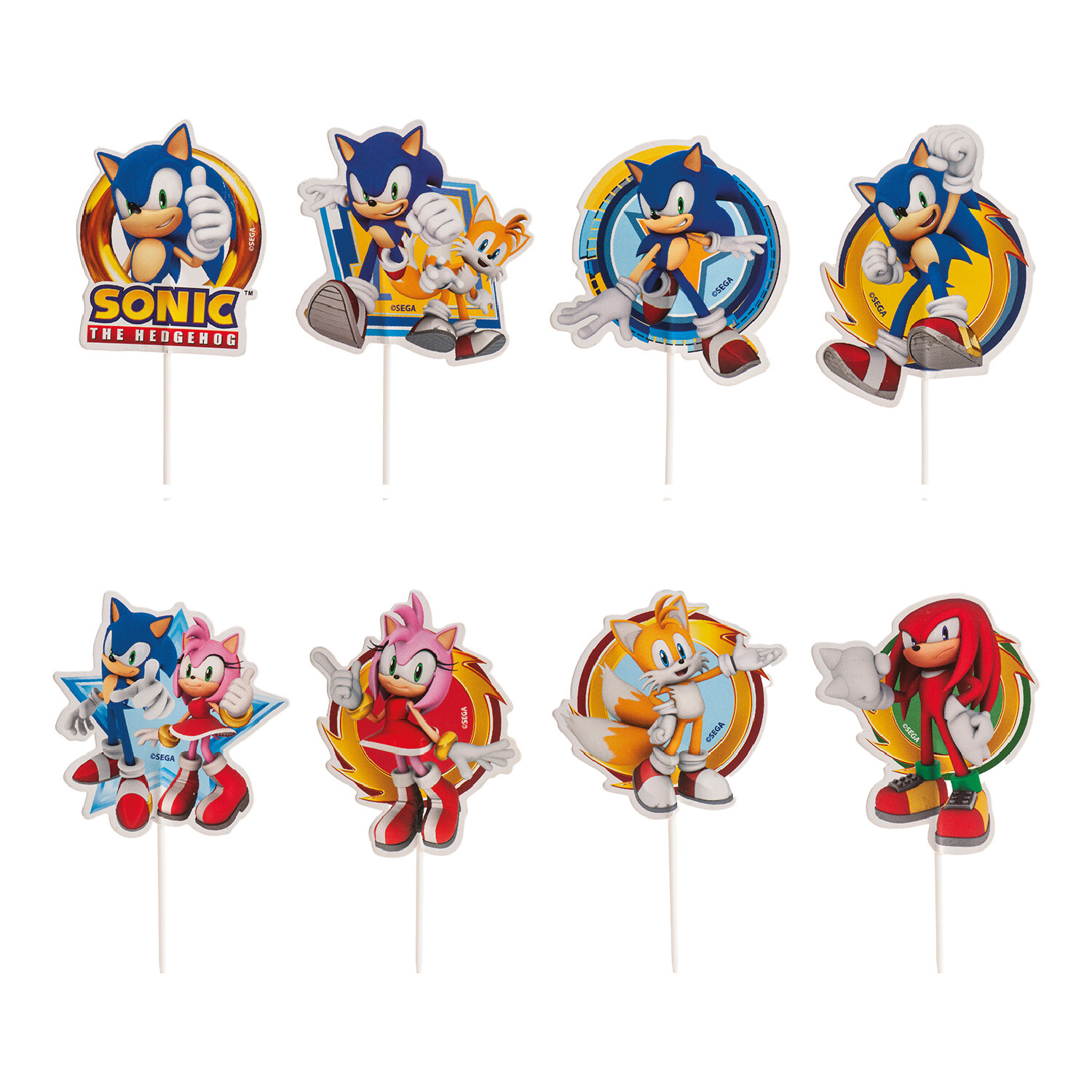 Cupcake Topper Sonic – 16 Stück Papier-Topper für Kindergeburtstag & Sonic-Mottoparty
