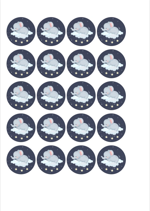 Muffinaufleger Elefant mit Sterne – Baby Party Cupcake Deko