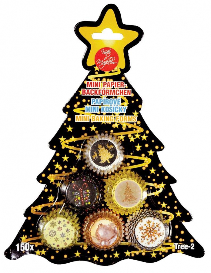 Mini Muffinförmchen Weihnachten Set Schwarz-Gold