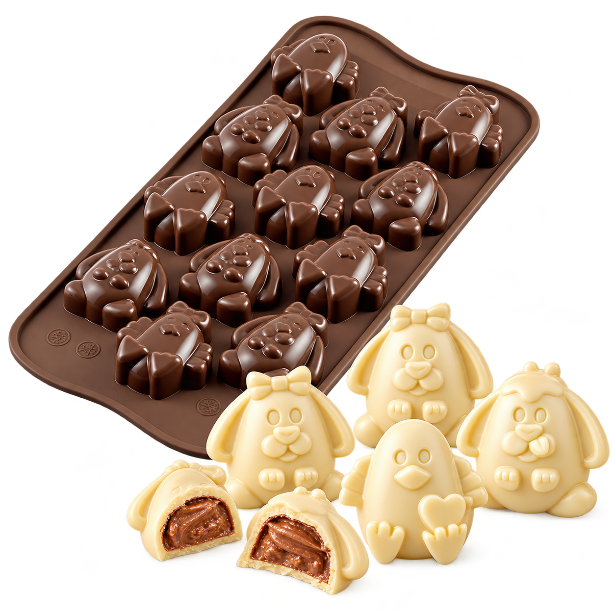 Silikomart Silikonform Gussform Osterfreunde SCG30 – Essbare Oster-Motivfiguren