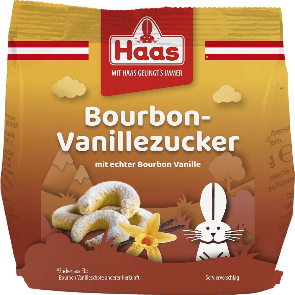 Haas Bourbon-Vanillezucker 200 g – mit 7 % gemahlener Bourbon-Vanilleschote, vegan