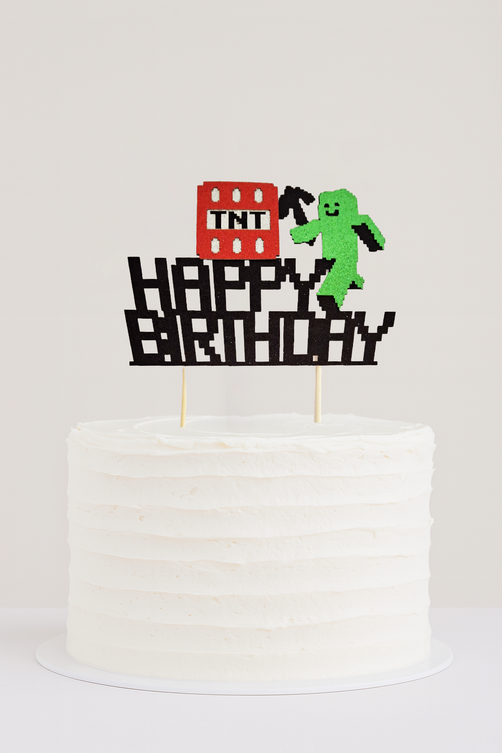 Minecraft „Happy Birthday“ Cake Topper mit TNT-Block und Creeper