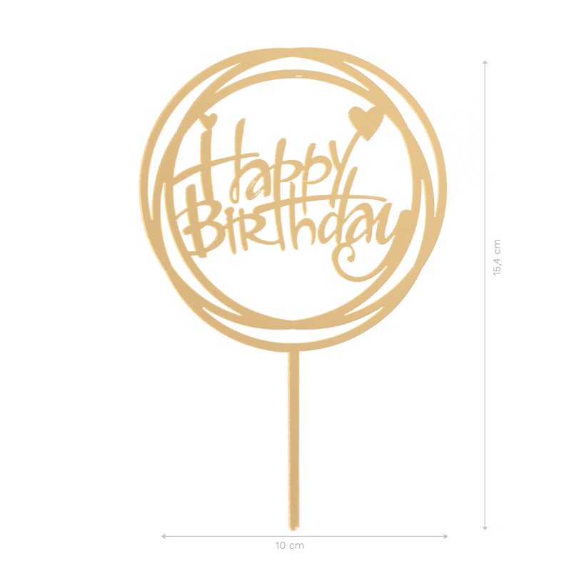 Cake Topper Happy Birthday gold