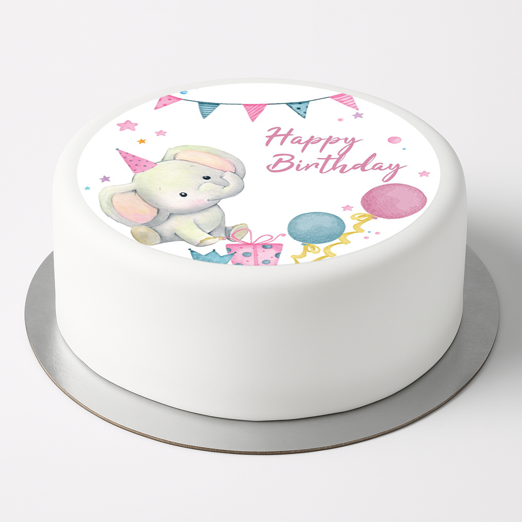 Tortenaufleger Elefant Happy Birthday