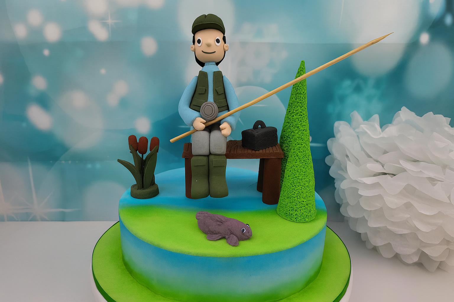 Zuckerfigurenset Angler/Fischer handgemacht  