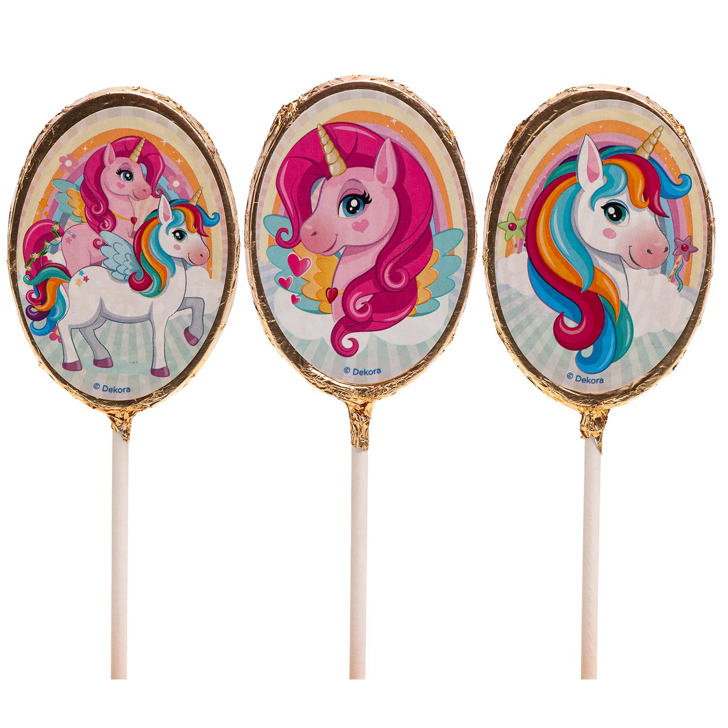 3er Set Schokoladen Lolli Einhorn