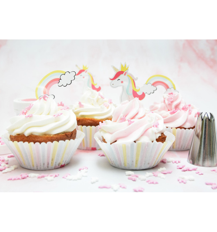 Einhorn Cupcake Deko-Set – 24 Förmchen & 24 Cake Topper