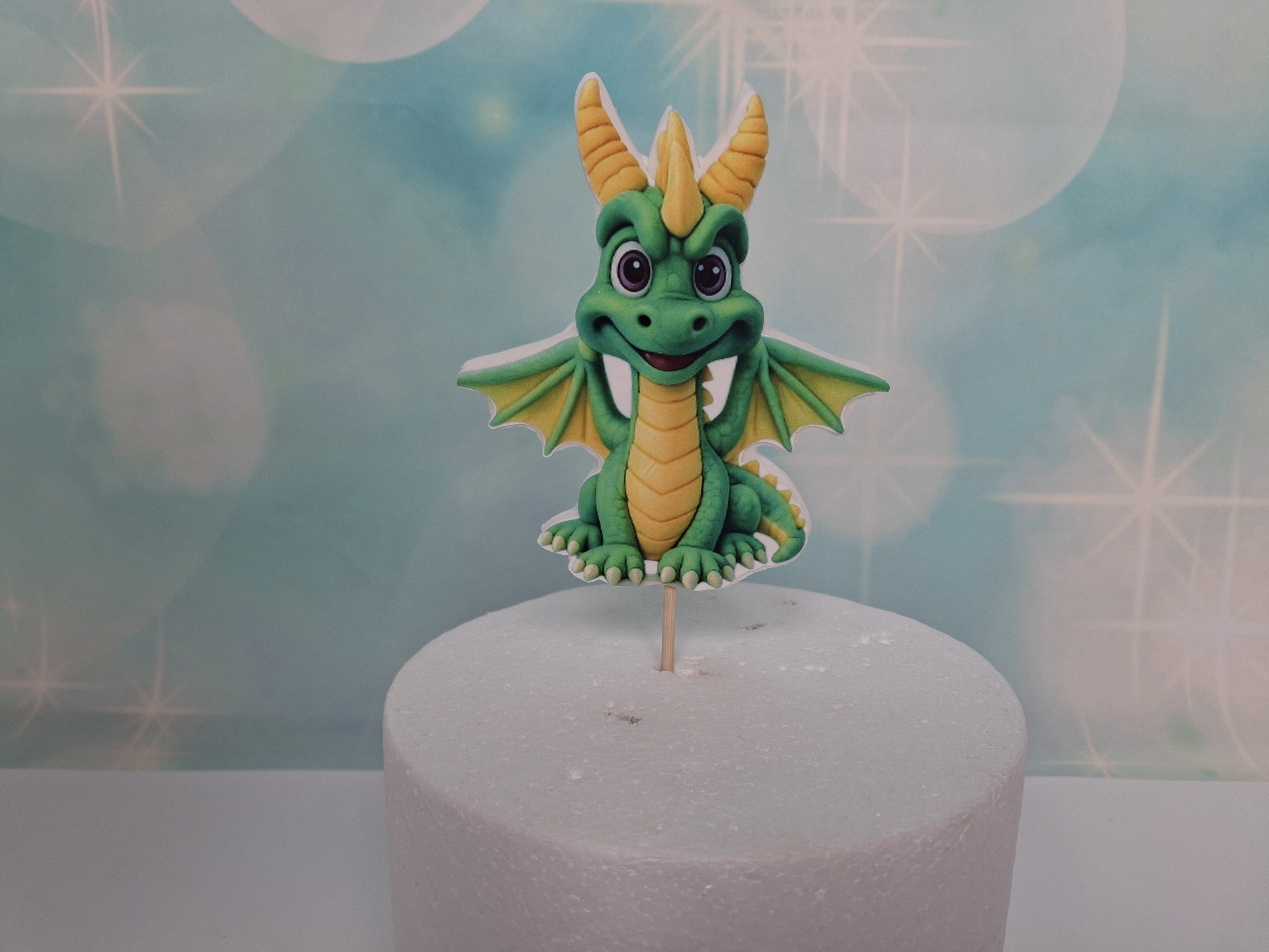 Caketopper Drache Grün – ca. 11,5 cm hoch – süße Tortendeko für Kindergeburtstag & Motto-Torte