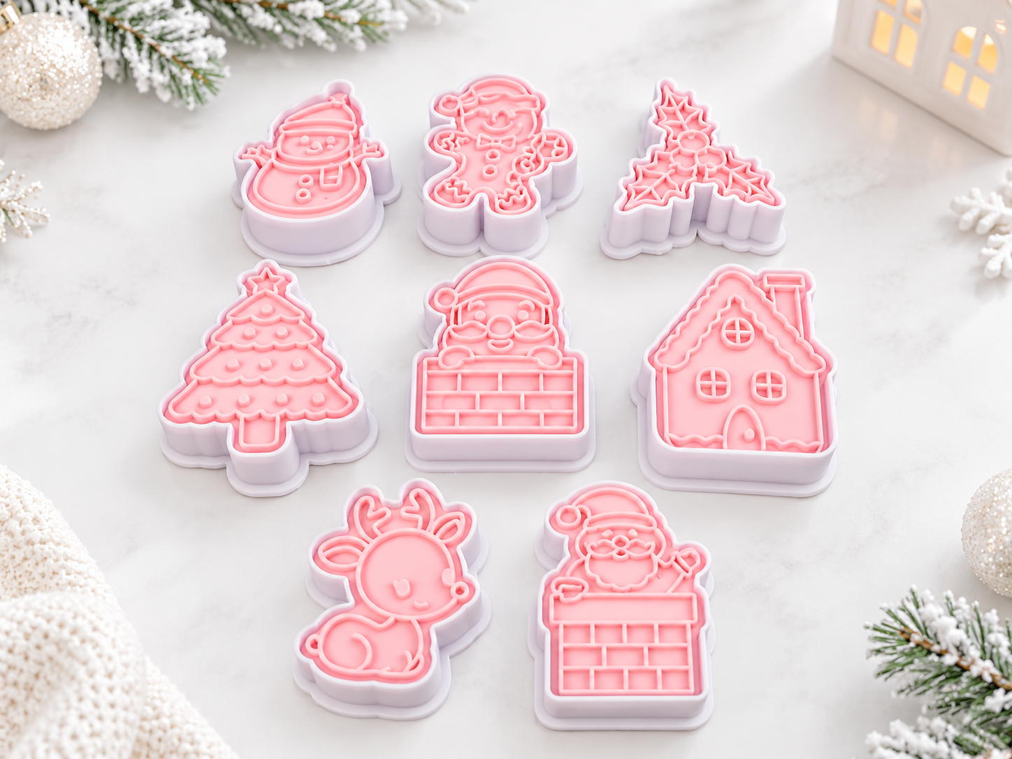 Weihnachtliches 8-teiliges Ausstecher-Set mit Prägung