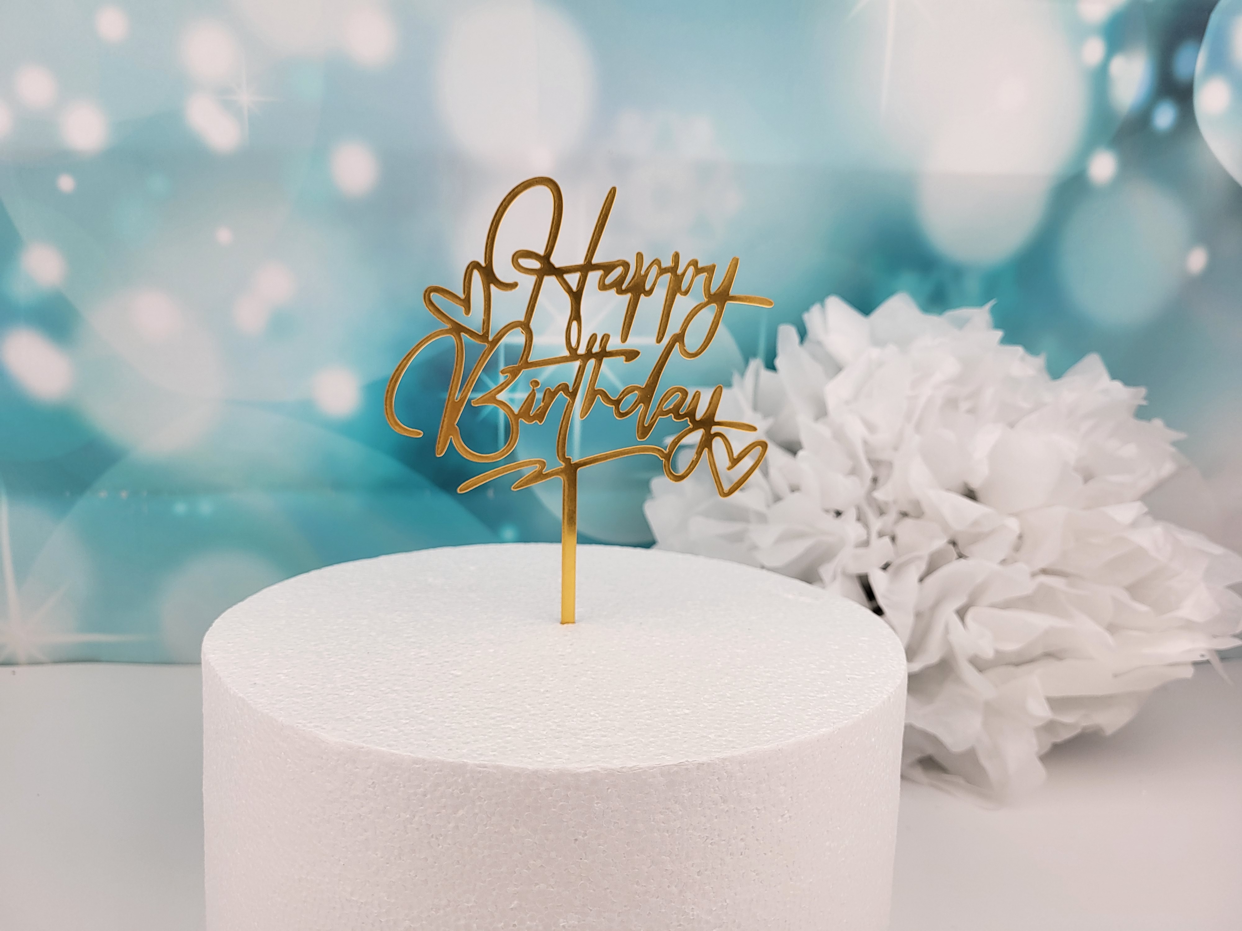 Cake Topper Happy Birtdhay gold