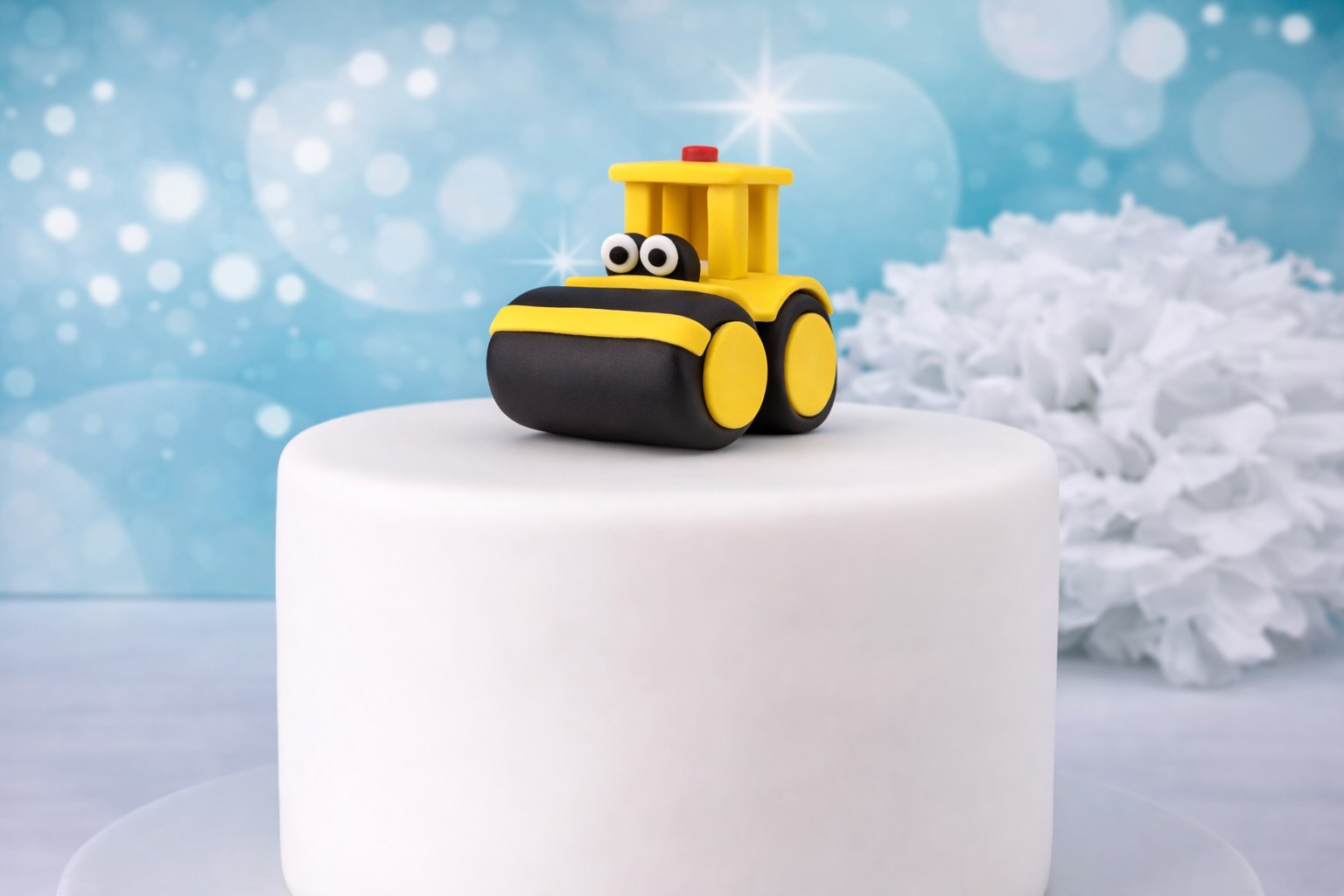 Tortenfigur Walze XXL aus Zuckermasse – hochwertige Tortendekoration für Baustellen- & Themen-Torten