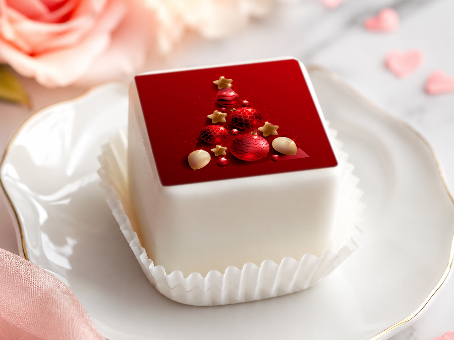Petit Four Aufleger Weihnachtsbaum Rot – 20 Stück