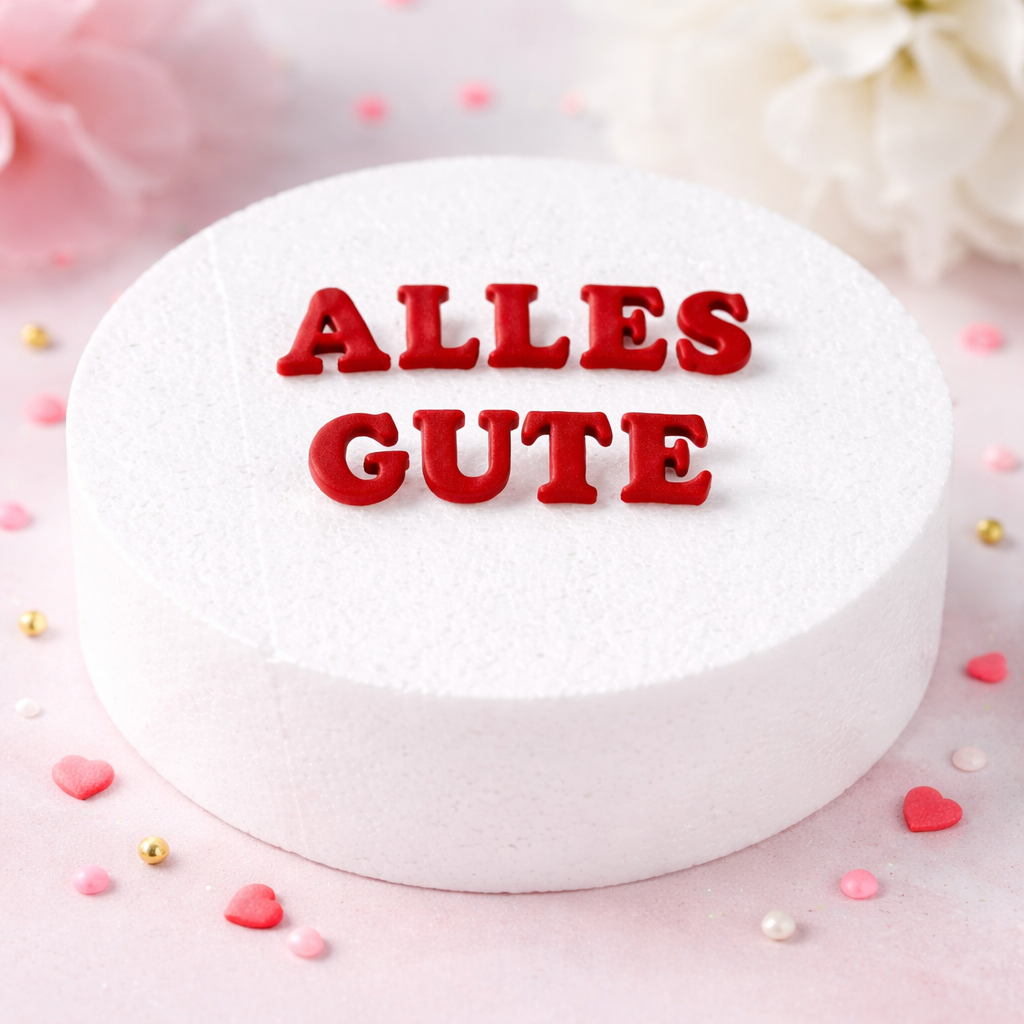 Schrift „Alles Gute“ rot – essbare Tortendekoration